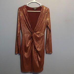 Drop Necked Long Sleeve Party Dress